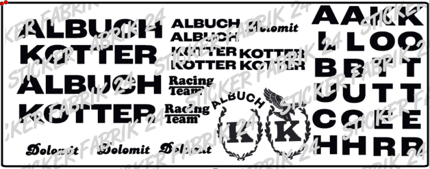 Für Albuch Kotter Dolomit  Fahrrad MTB Rahmen Aufkleber Sticker Set